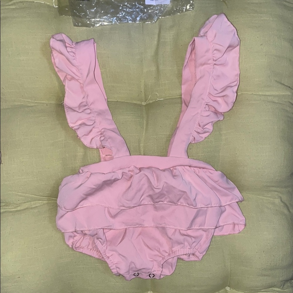 Baileys blossoms Pink Ruffled Baby Romper